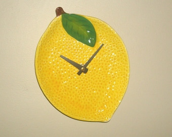 Lemon Wall Clock, 8.25 Inch Kitchen Wall Clock, Ceramic Plate Clock,  Lemon Clock, Lemon Yellow Home Decor, Fruit Wall Decor - 3203