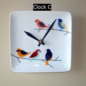 6 Inch Cute Little Birds Wall Clock, Silent 6 Ceramic Plate Clock, Small Wall Clock 3254 image 5