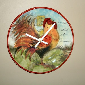 French Rooster Kitchen Wall Clock: 9 Inch Silent Farmhouse Decor - Item 3277