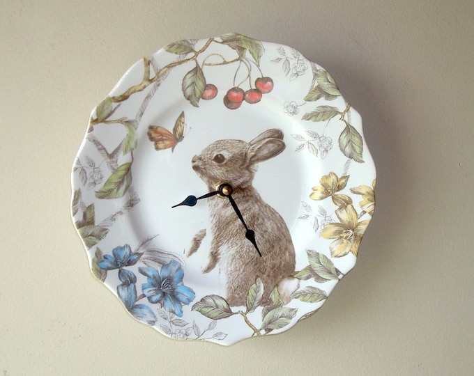 Bunny Clock, 8.5 Inch SILENT Ceramic Wall Clock, Brown Bunny Rabbit ...