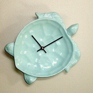 10 Inch Sea Turtle Wall Clock, Silent MELAMINE White Fish Clock, Fun Kitchen Clock 3216 image 2