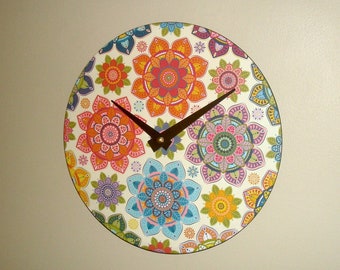 10 Inch Mandala Wall Clock. Colorful Mandala Clock, Mandala Wall Decor, Unique Wall Clock - 3126