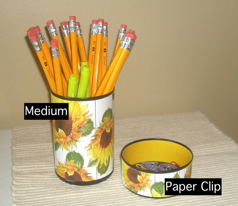 Sunflower Pencil Holder / Sunflower Office Desk Accessories / Pencil Cup / Desk Organizer / Makeup Brush Holder 1638 image 3