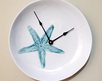 11 Inch Starfish Wall Clock: Turquoise Beach House Decor - MELAMINE - Item 3286