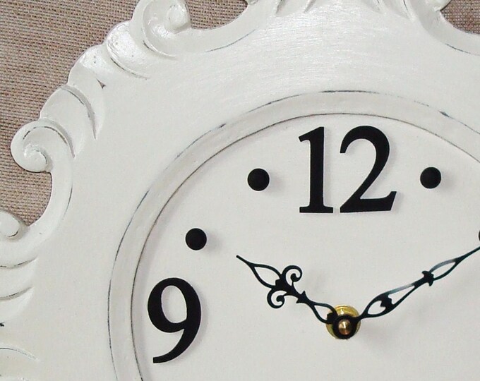 Cream and Black Shabby Chic Wooden Wall Clock No. 586 13 Etsy