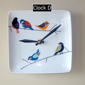 6 Inch Cute Little Birds Wall Clock, Silent 6 Ceramic Plate Clock, Small Wall Clock 3254 image 6