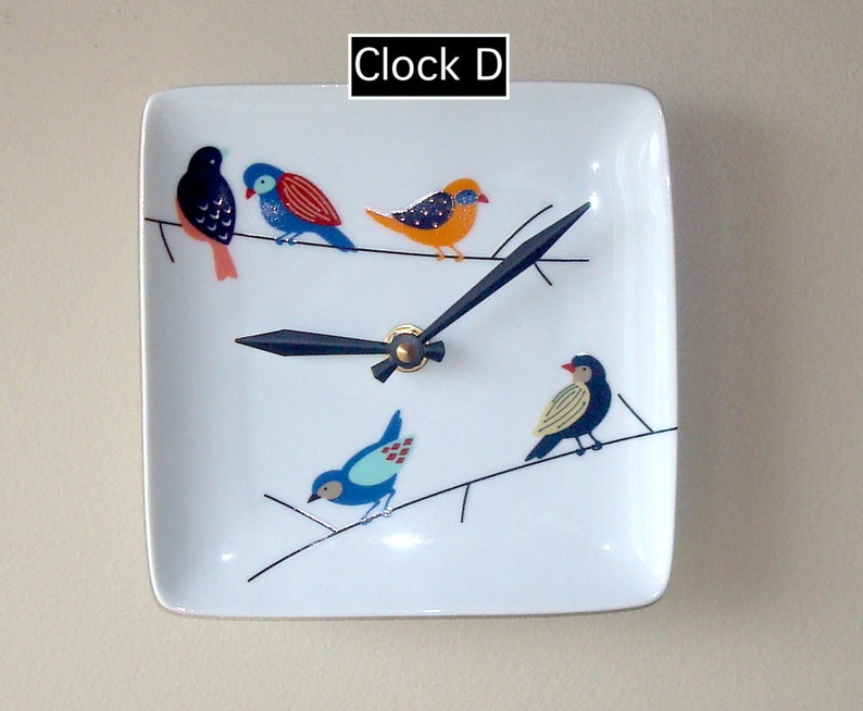 6 Inch Cute Little Birds Wall Clock, Silent 6 Ceramic Plate Clock, Small Wall Clock 3254 image 6