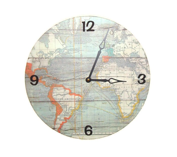 World Map Wall Clock Silent Clock for Wall Map Wall Decor Etsy