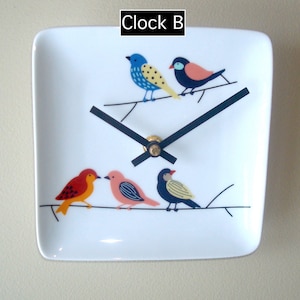 6 Inch Cute Little Birds Wall Clock, Silent 6 Ceramic Plate Clock, Small Wall Clock 3254 image 4