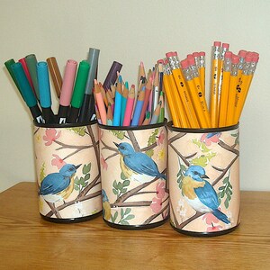 Bluebird Desk Accessories Floral Bird Pencil Holder Fun Desk Organization Office Decor Dorm Decor 1640 image 8