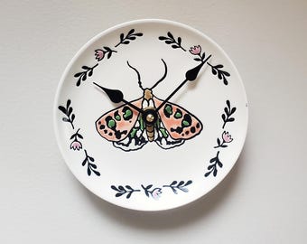 6 Inch SMALL Butterfly Wall Clock, SILENT Ceramic Plate Clock - 3479