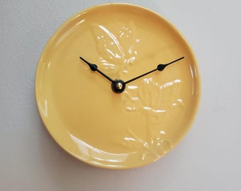 Botanical Terra Cotta Wall Clock: (6 Inch) Ceramic Clay Clock - Item 3392