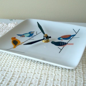 6 Inch Cute Little Birds Wall Clock, Silent 6 Ceramic Plate Clock, Small Wall Clock 3254 image 2
