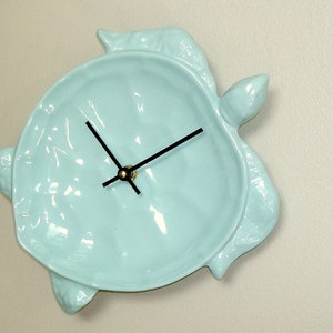 10 Inch Sea Turtle Wall Clock, Silent MELAMINE White Fish Clock, Fun Kitchen Clock 3216 image 1