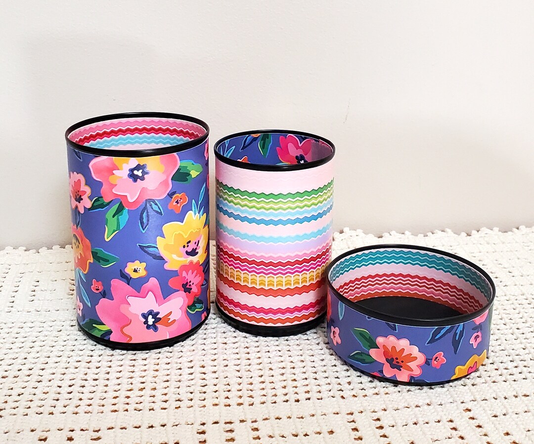 Floral Tin Can Desk Organizer: Whimsical Pencil Holder - Item 1731 - Etsy