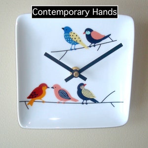 6 Inch Cute Little Birds Wall Clock, Silent 6 Ceramic Plate Clock, Small Wall Clock 3254 image 8