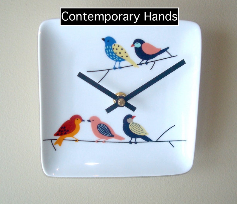 6 Inch Cute Little Birds Wall Clock, Silent 6 Ceramic Plate Clock, Small Wall Clock 3254 image 8