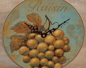 8 Inch Grapes Motif Plate Wall Clock - Kitchen Wall Clock - Kitchen Wall Decor - 3244