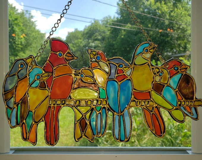 String von Frühlingsvögel Vielfalt bunt gefärbtes Acrylglas Fenster Suncatcher