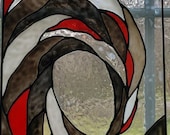 Ocean Wave black, red and white Sea nautical stained glass window