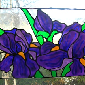 Irises Flowers-Stained Glass Window Cling