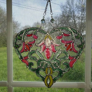 Attrape-soleil en forme de coeur, suspension de vitrail, ornement en verre  multicolore, idée cadeau pour la Saint-Valentin