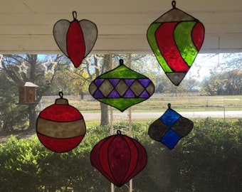 Christmas Ornaments Stained Glass Cling