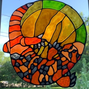 Gila Monster stained glass window Cling 9.5 x 9 inches