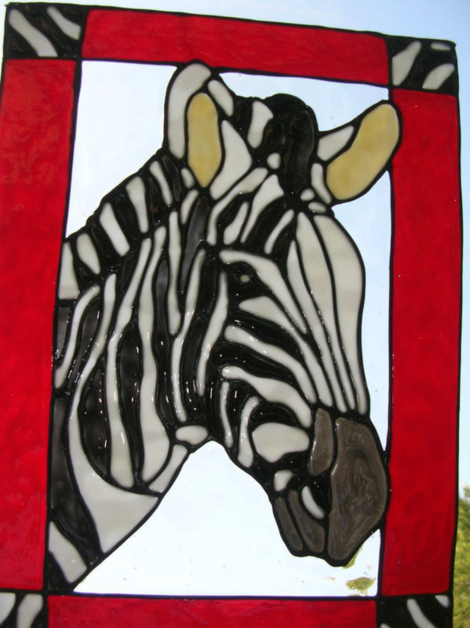 Zebra Safari Stained Glass Window Cling 8 X 10 Long Etsy