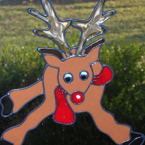Red Nosed Reindeer Christmas Cling
