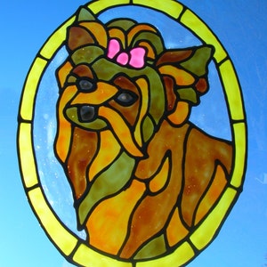 Yorkie dog Stained glass window Cling 8 x 10.5 image 2