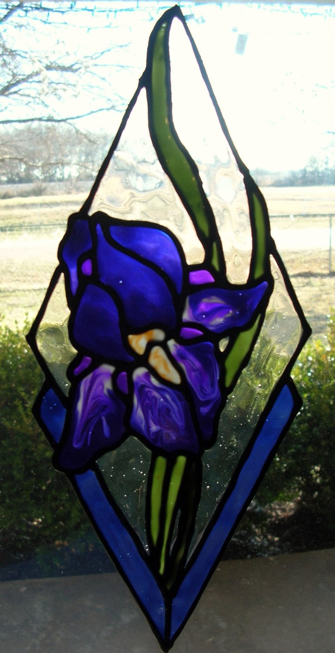 Iris Purple Stained Glass Window Cling 10.5 Long X 4.5 Inched Wide Etsy