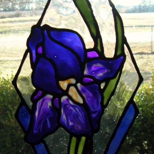 Iris Purple Stained Glass Window Cling 10.5 Long X 4.5 Inched Etsy