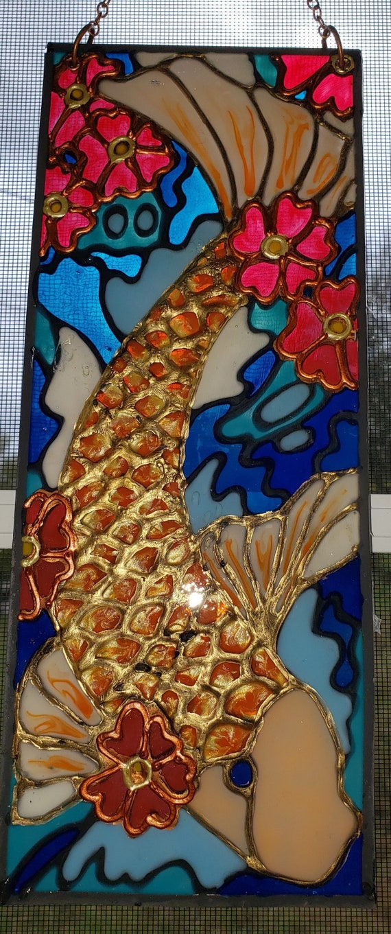 Coy Fish Acrylicstained Glass Window Suncatcher Etsy
