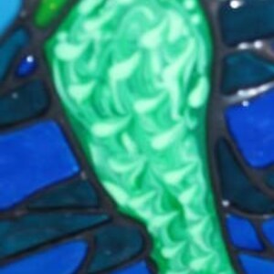 Mermaid in seaweed ocean nautical stained glass window zdjęcie 2