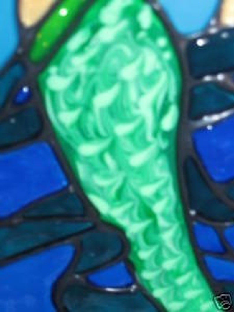 Mermaid in seaweed ocean nautical stained glass window zdjęcie 2