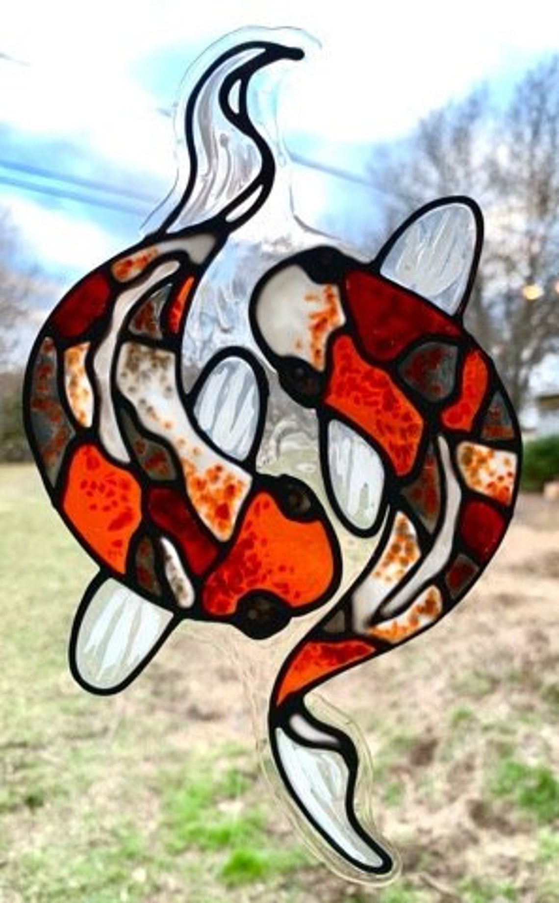 Coy Fish Stained Glass Window Cling 8 X 11 Etsy
