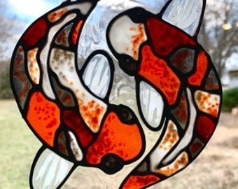 Koi fish-stained glass window Cling 8 x 11