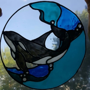 Orca Whale Stained Window CLING