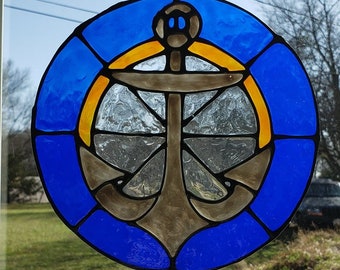 Anchor Stained glass window Cling