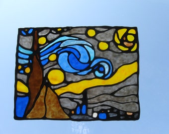 Starry Night Stained Glass Cling