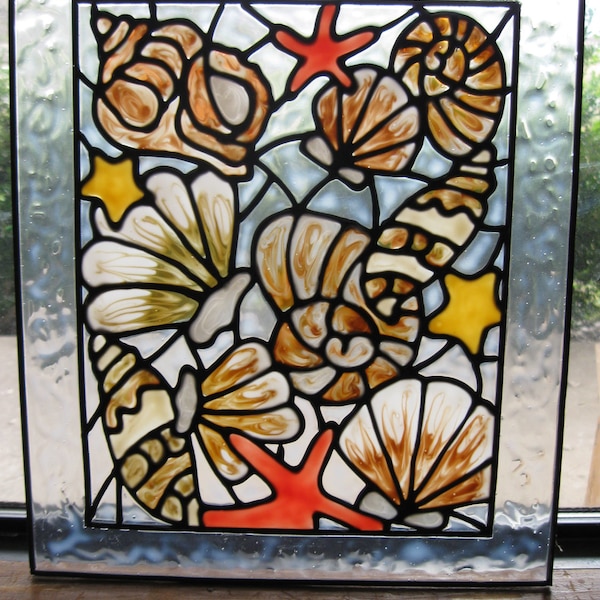 Sea Shell mix stained acrylic glass window