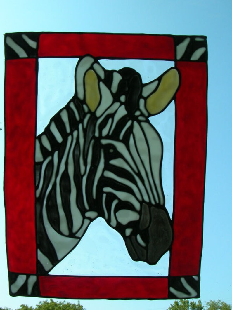 Zebra Safari Stained Glass Window Cling 8 X 10 Long Etsy