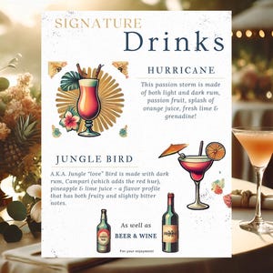 Editable Canva Wedding Cocktail Menu Template - Bar Sign
