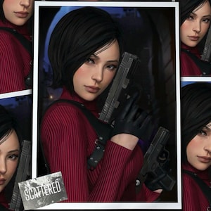 Impresión de Ada Wong de RE4 / Ilustración de Resident Evil 4 / Llavero de Resident Evil 4