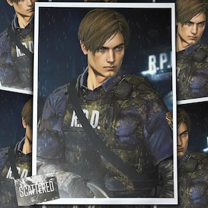 RE2 Leon Kennedy Print | Resident Evil 2 Artwork | Resident Evil 2 Keychain