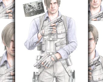Veterano - Ilustración de línea fina de Leon Kennedy