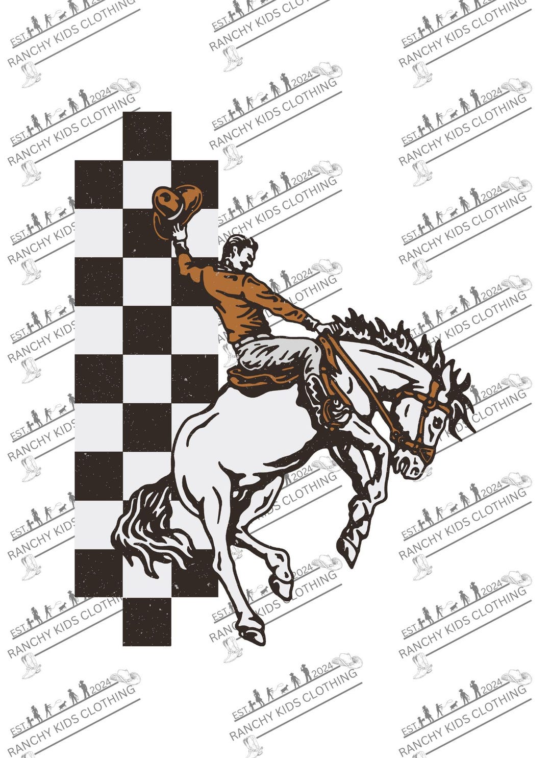 Checkered Rodeo Bronc Png - Etsy