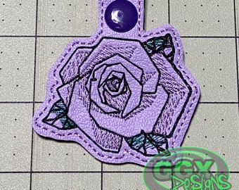 Geometric Rose Key Fob / Bag Tag