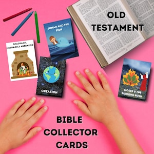 Tarjetas bíblicas coleccionables: Historias del Antiguo Testamento / Tarjetas imprimibles de historias bíblicas para niños / Actividad cristiana para la educación en casa o la escuela dominical